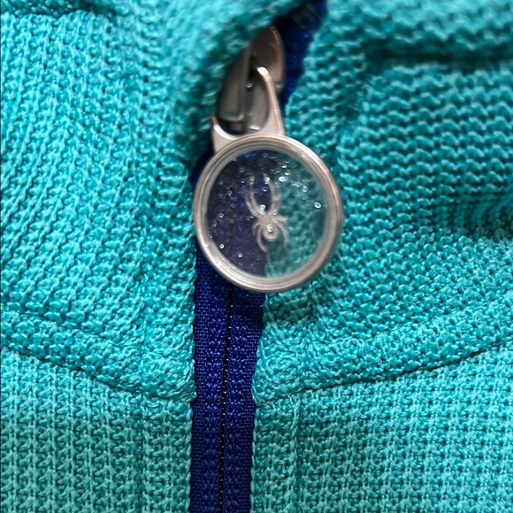 Spyder Girl's Jacket Zip Up Knit Zip Blue Core Fleece High Neck - Picture 2 of 6